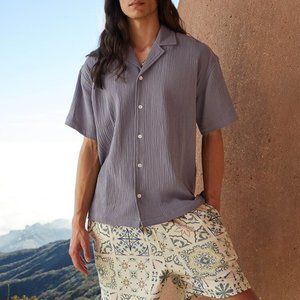 Seersucker Button-Front Shirt